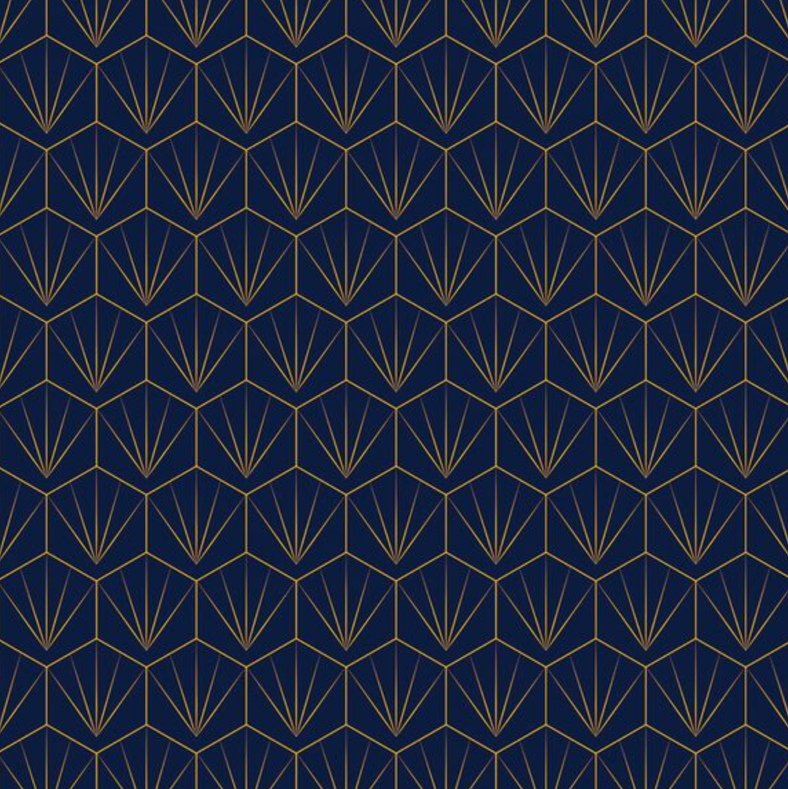 Showerwall Acrylic Patterns & Tiles Collection - Deco Tile Navy/Mustard
