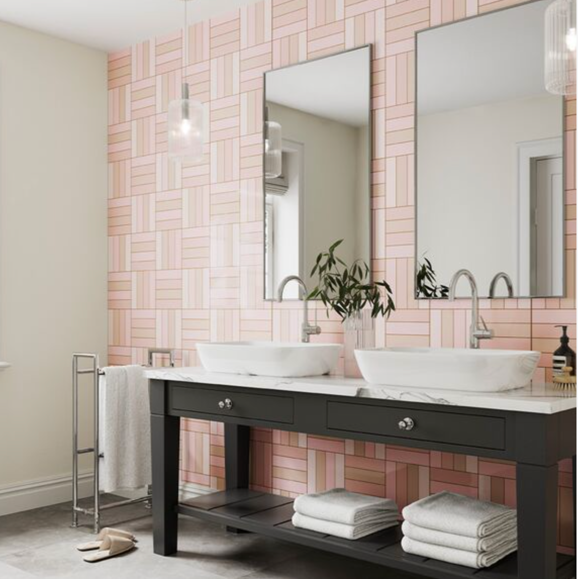 Showerwall Acrylic Patterns & Tiles Collection  - Square Parquet Marshmallow