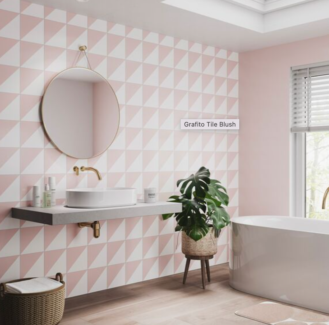 Showerwall Acrylic Patterns & Tiles Collection - Grafito Tile Blush