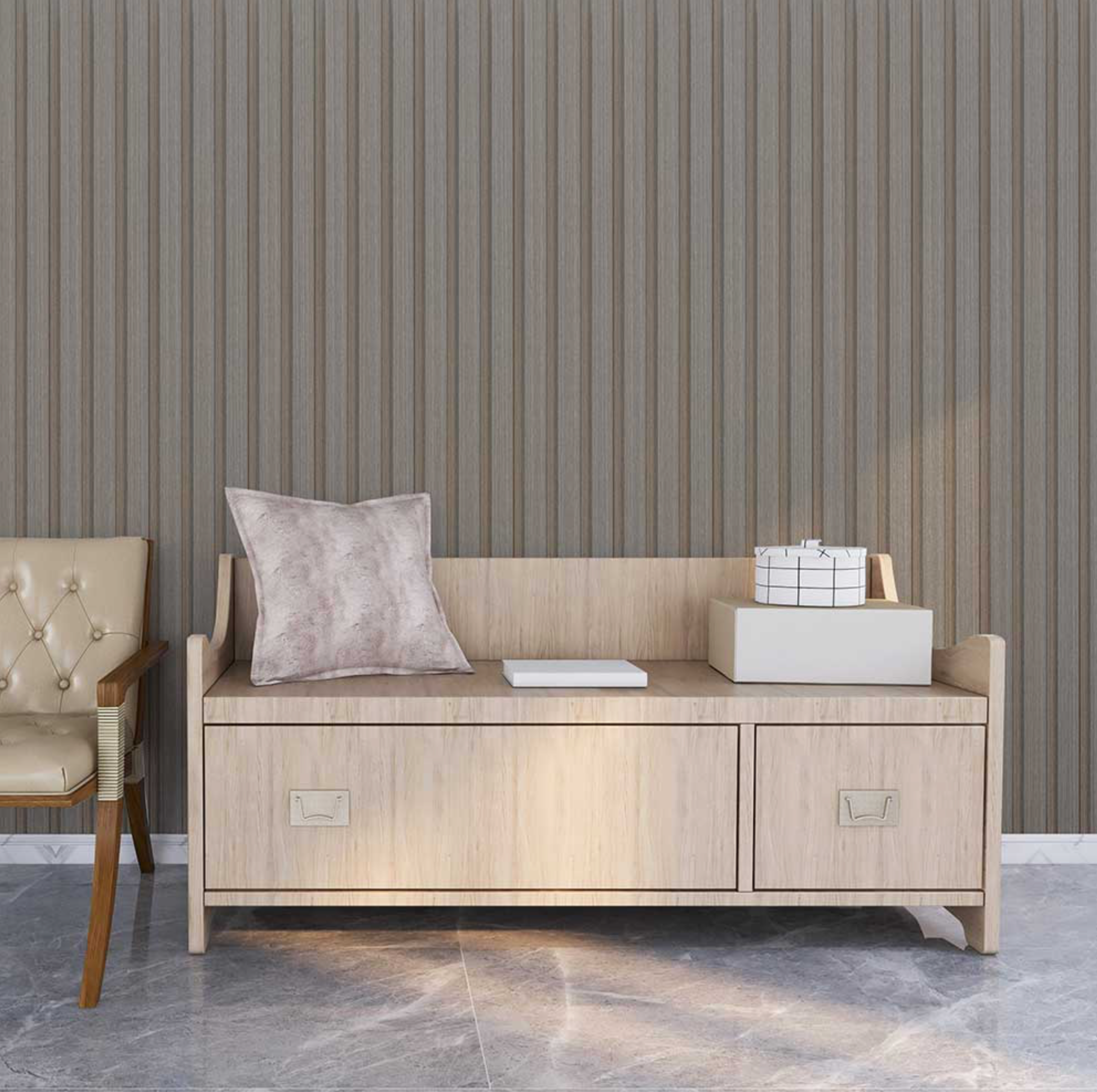 PVC Thermo-Slat Wall Panel - Ash Grey