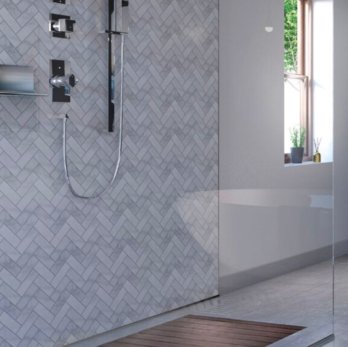 Showerwall Acrylic Patterns & Tiles Collection- Herringbone