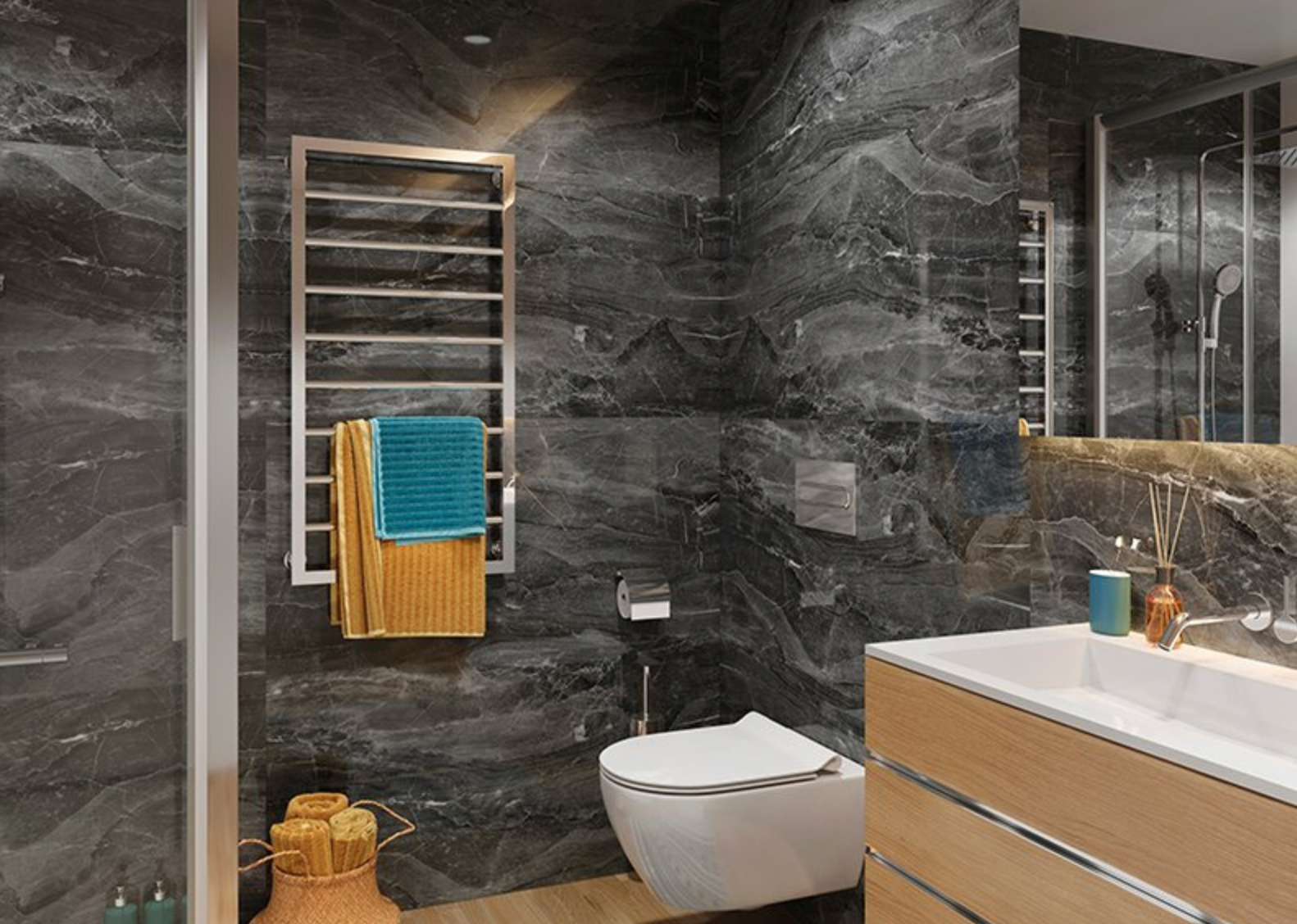 Vilo SPC Small Tile Panel - Dark Stone